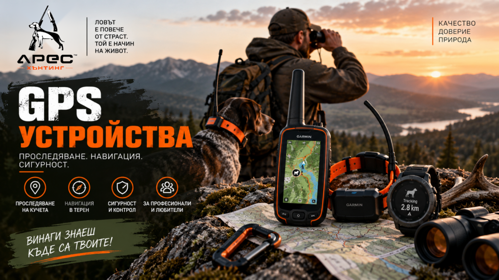 GPS устройства за лов Арес Хънтинг – GPS навигация, проследяване на кучета и сигурност на терен