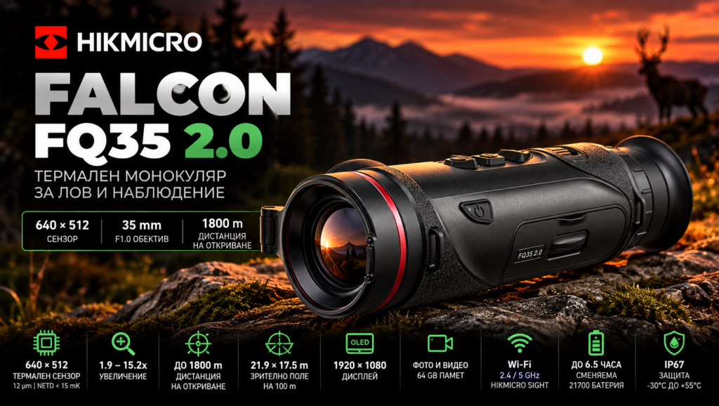 HIKMICRO FALCON FQ35 2.0 термален монокуляр 640x512