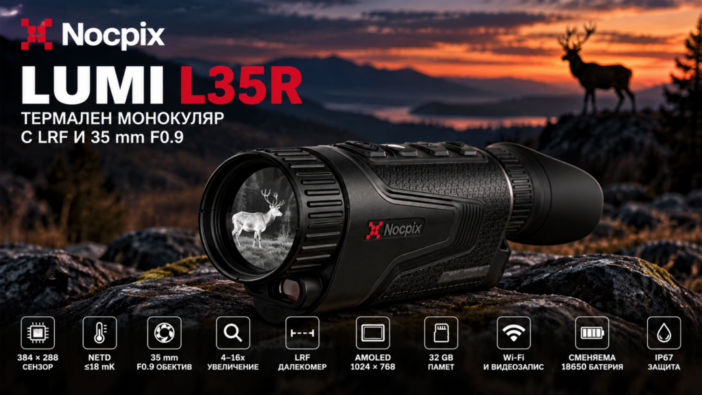 Nocpix LUMI L35R термален монокуляр с LRF и 35 mm F0.9