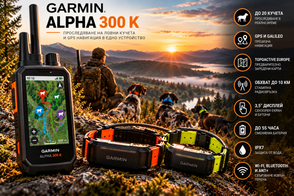 GPS приемник Garmin Alpha 300 K за проследяване на ловни кучета
