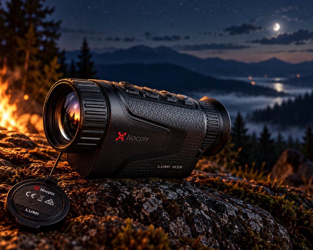 Термовизионен монокуляр Nocpix LUMI H35 с 35 mm обектив в нощна природна обстановка